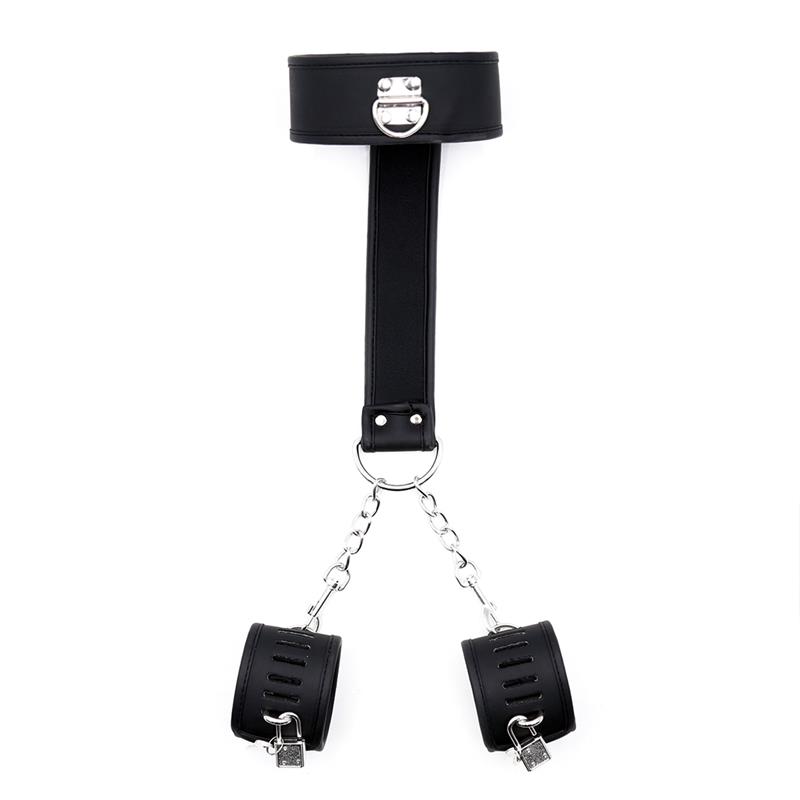 Set de Collar con Esposas y para Muñecas Cuero Vegano - Imagen 4