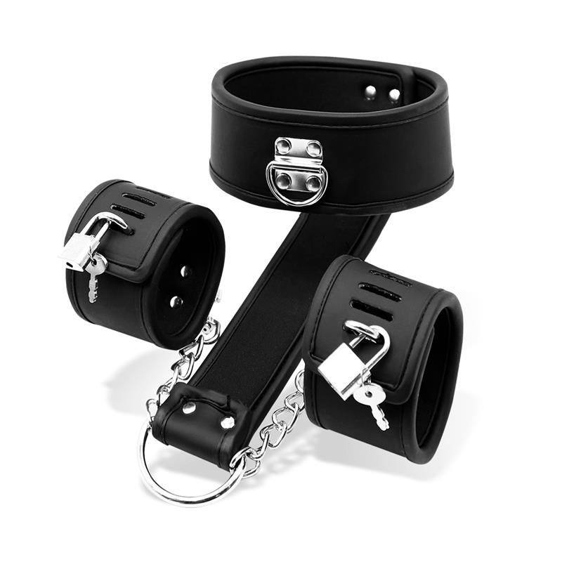 Set de Collar con Esposas y para Muñecas Cuero Vegano - Imagen 6