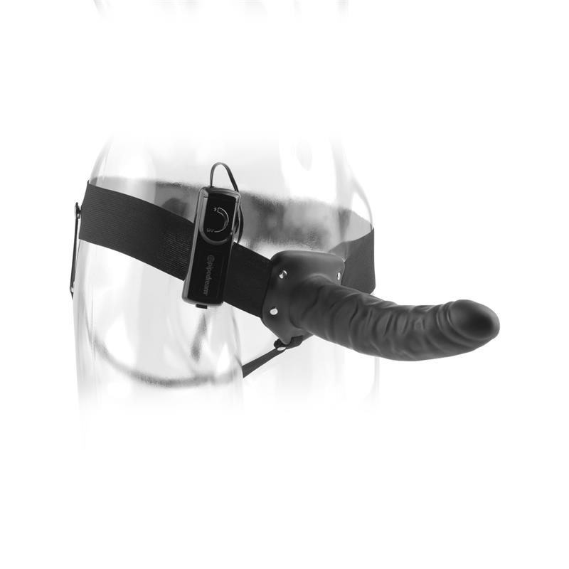 Arnés con Dildo Hueco y Vibración 8 Negro - Imagen 3