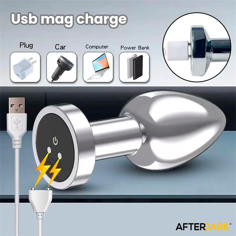 Dimpor Plug Anal Cromado con Vibración USB Magnético Talla S - Imagen 12