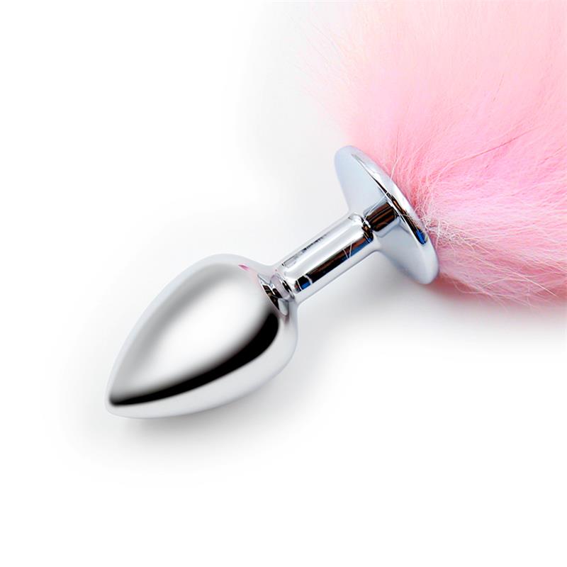 Plug Anal con Cola de Zorro Rosa y Blanca Talla S - Imagen 5