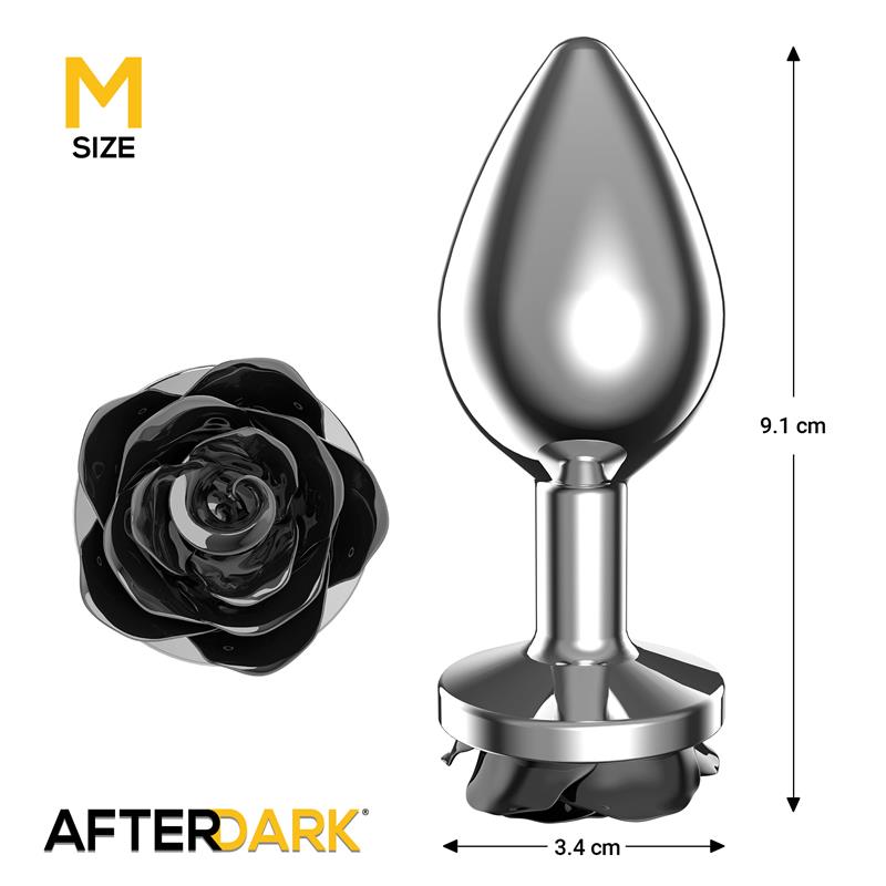 Plug Anal de Metal con Rosa Negra en la Base Talla M - Imagen 4