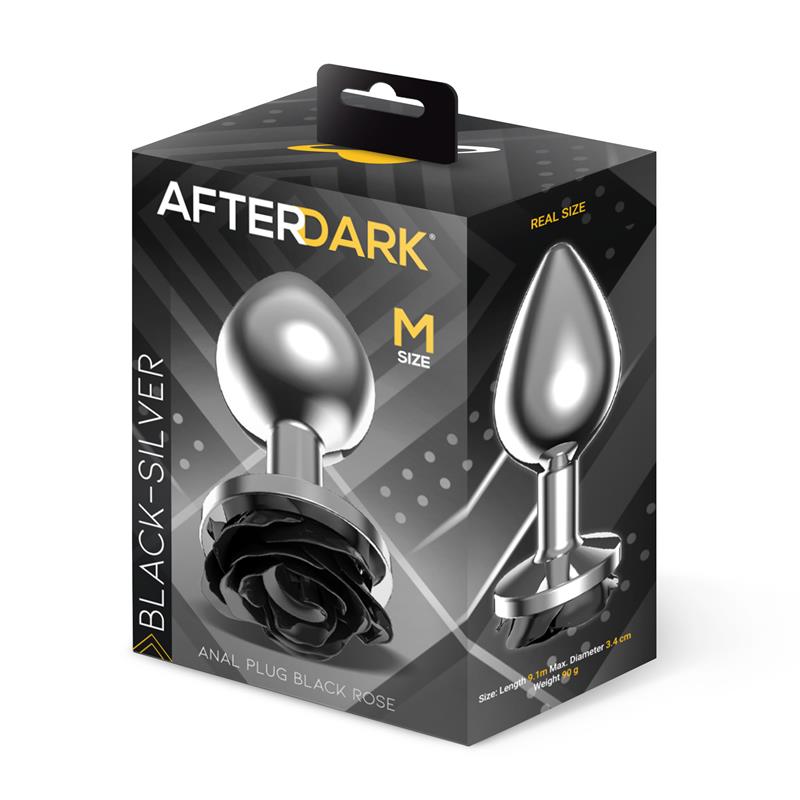 Plug Anal de Metal con Rosa Negra en la Base Talla M - Imagen 5