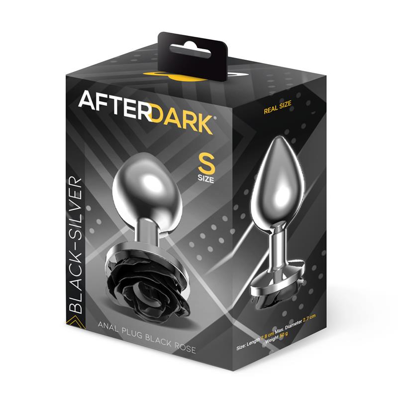 Plug Anal de Metal con Rosa Negra en la Base Talla S - Imagen 4