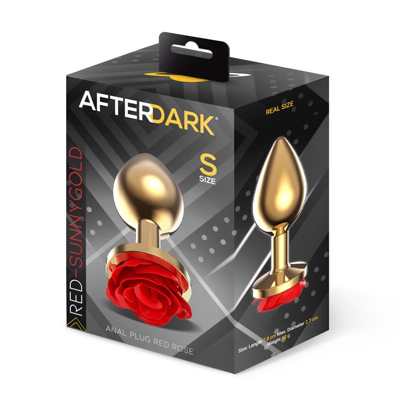 Plug Anal de Metal Dorado con Rosa Roja en la Base Talla S - Imagen 3