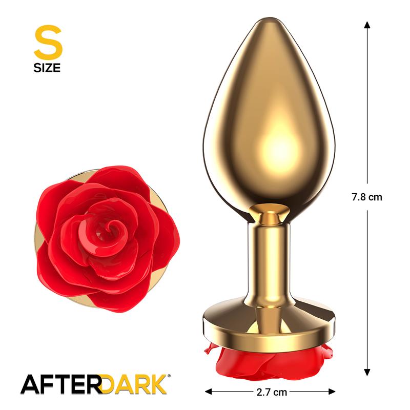 Plug Anal de Metal Dorado con Rosa Roja en la Base Talla S - Imagen 5