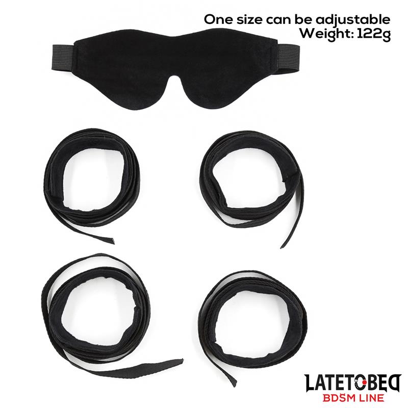 Set de Resticciones 3 Piezas Antifaz, Esposas Muñecas y Tobillos Ajustables - Imagen 3