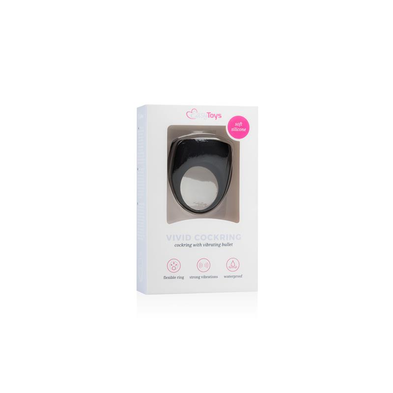 Anillo para Pene con Vibración Silicona - Negro - Imagen 5