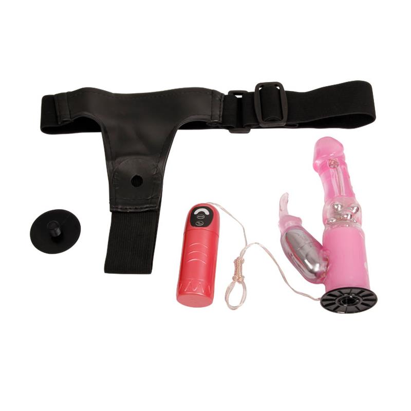 Baile Arnés con Dildo Vibrador Rosa 18 cm - Imagen 4