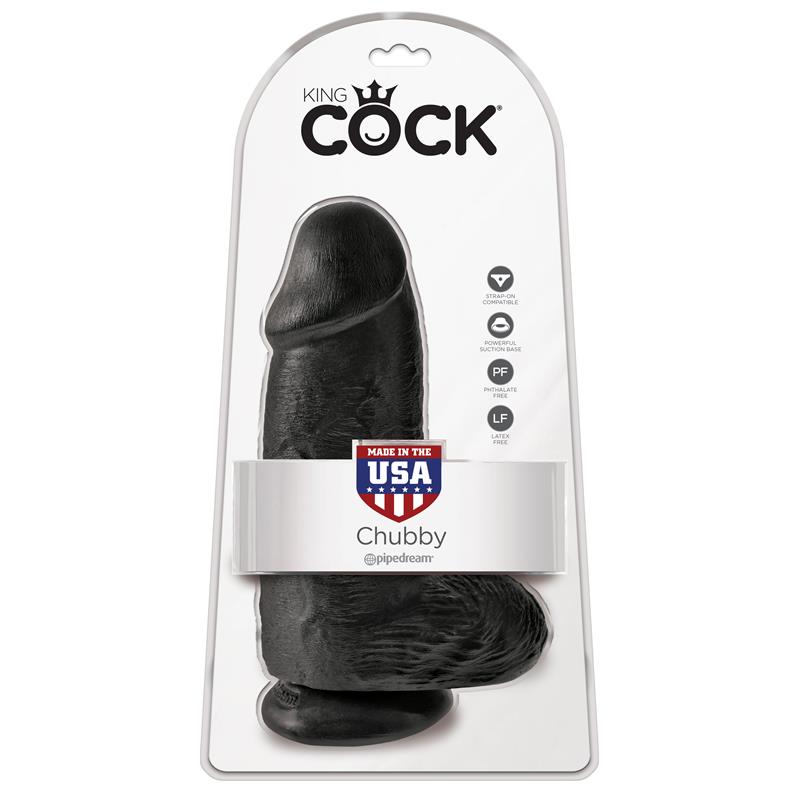 Dildo con Testículos 9 Chubby Negro - Imagen 3