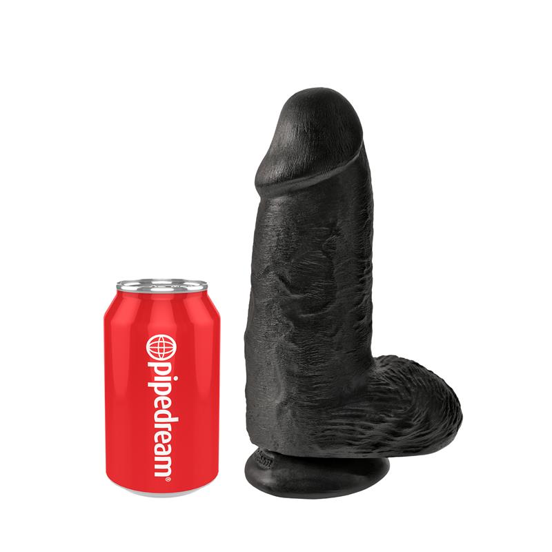 Dildo con Testículos 9 Chubby Negro - Imagen 4