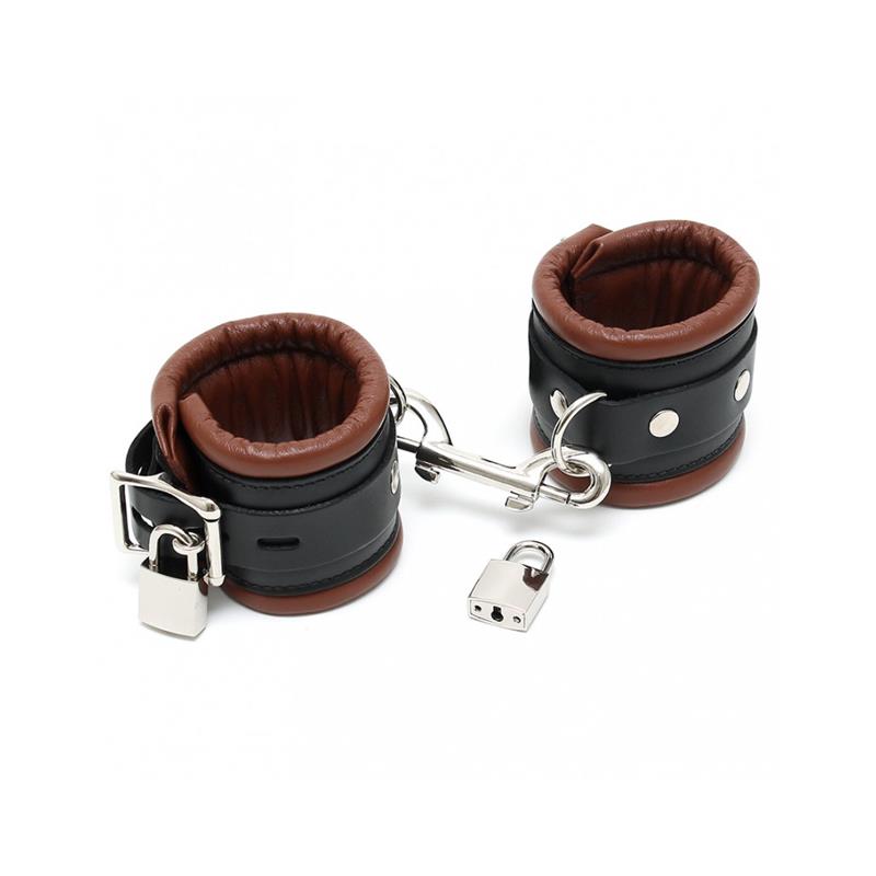 Esposas Cuero Negro y Marrón 7cm Candados - Imagen 3