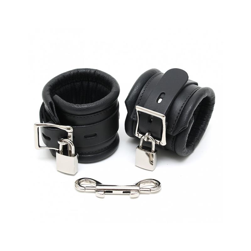 Esposas de Cuero Negro con Candados 7cm - Imagen 3