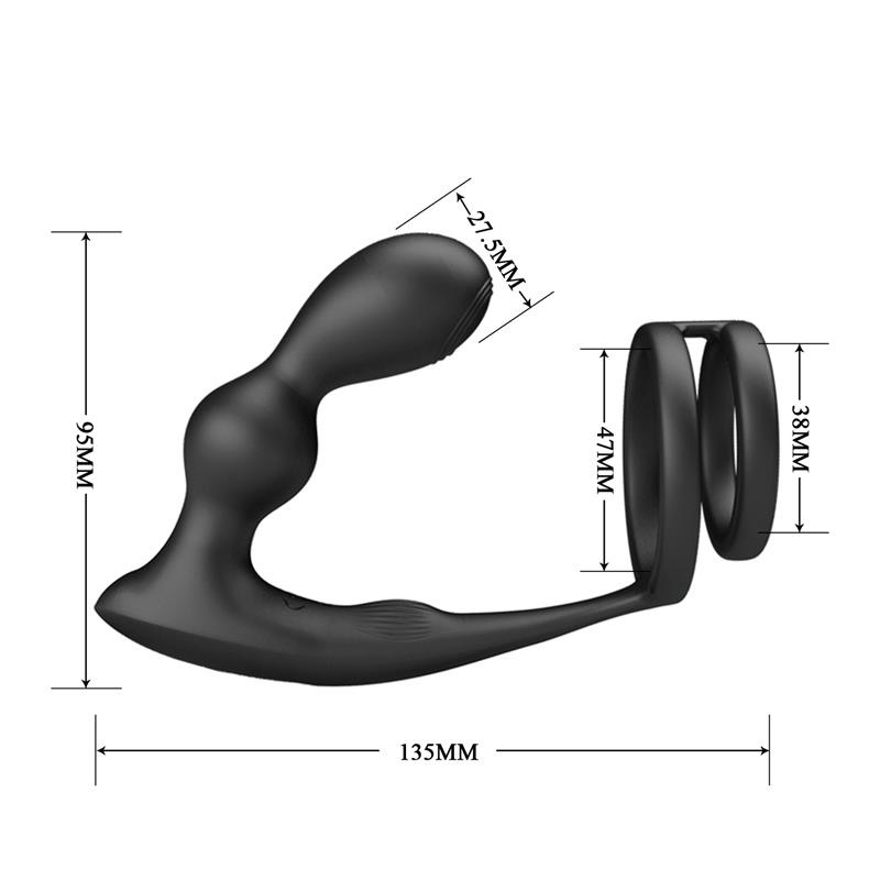 Marshall Plug Anal con Vibración y Anillo para el Pene y Testículos - Imagen 3