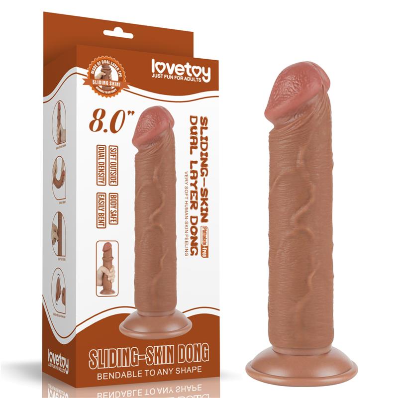 Dildo con Piel Retractil 8 Bronceado - Imagen 2