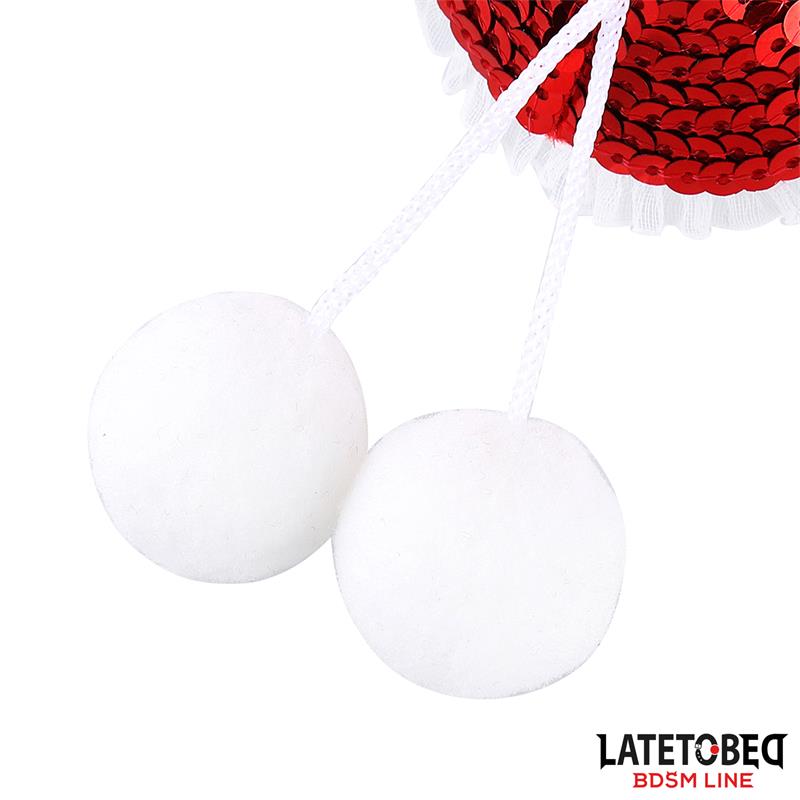 Pezoneras con Lentejuelas Rojas y Pompones Blancos - Imagen 3