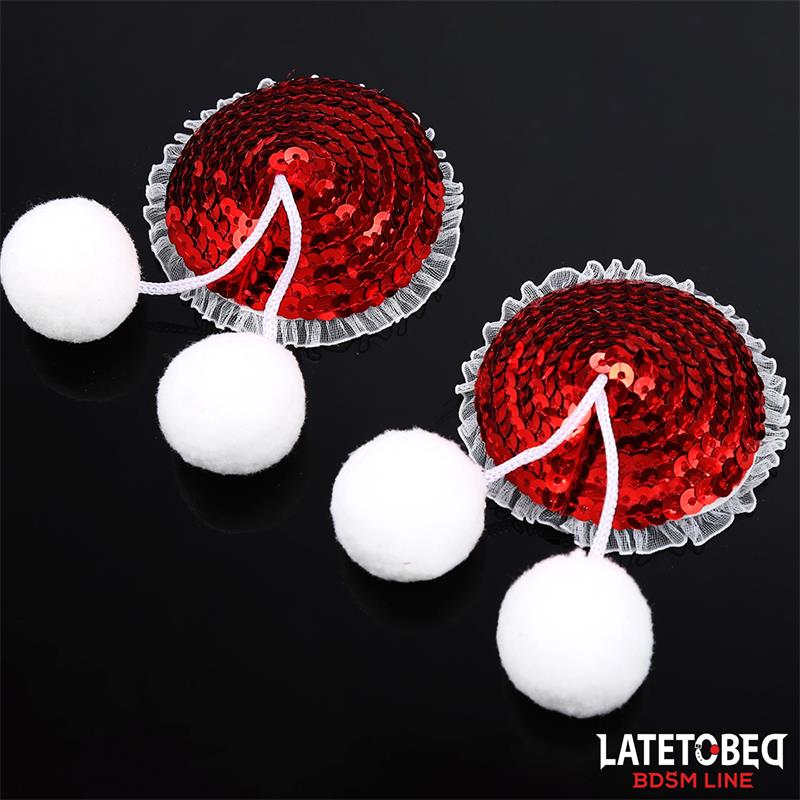 Pezoneras con Lentejuelas Rojas y Pompones Blancos - Imagen 5