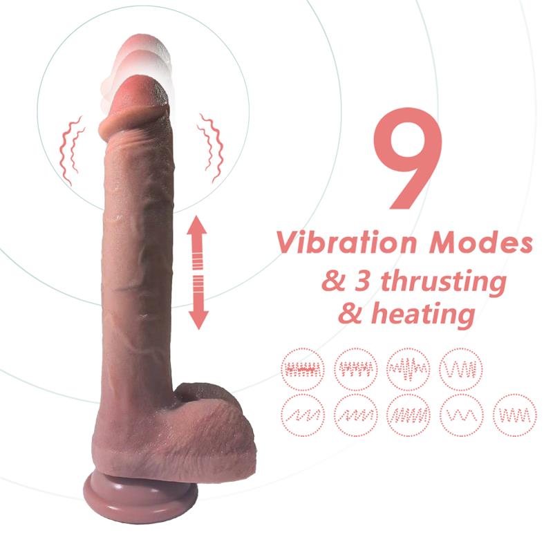 Dildo con vibración, Thrusting y Calor 28 cm - Imagen 6