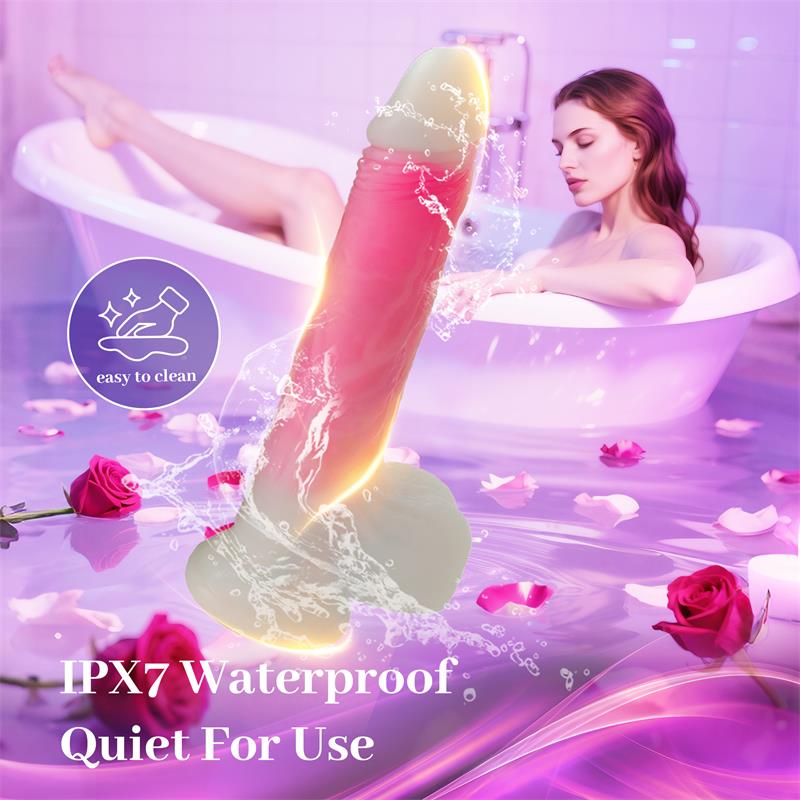 Dildo Doble Capa con Vibración, Thrusting y Calor 21.5 cm - Imagen 4