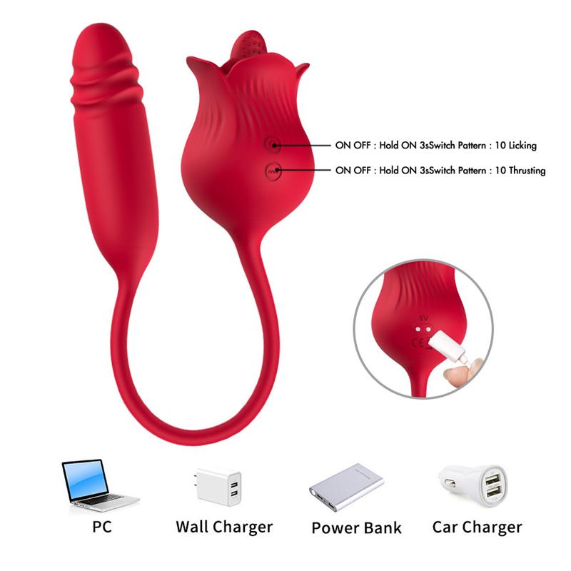 Rosa Vibradora con Licking y Thrusting USB - Imagen 8