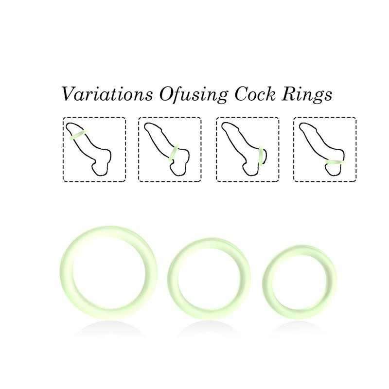 Set 3 Anillos para el Pene Brilla en la Oscuridad - Imagen 5