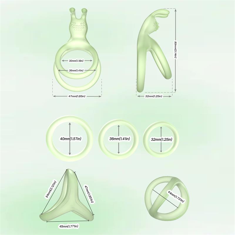 Set de Anillos para el Pene Brilla en la Oscuridad - Imagen 3
