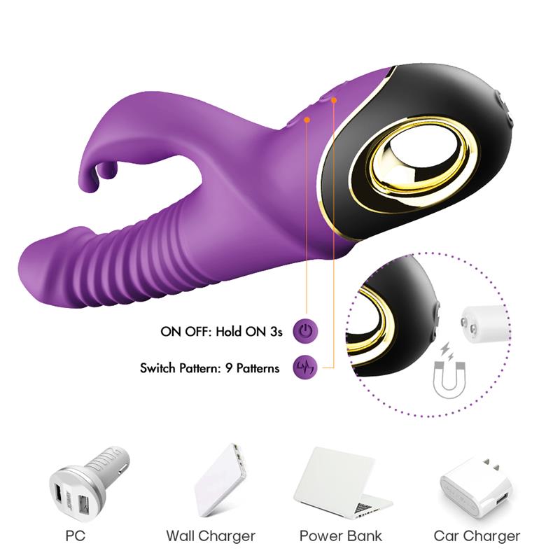 Vibrador con Thrusting y Oscilación 360º Purpura - Imagen 9