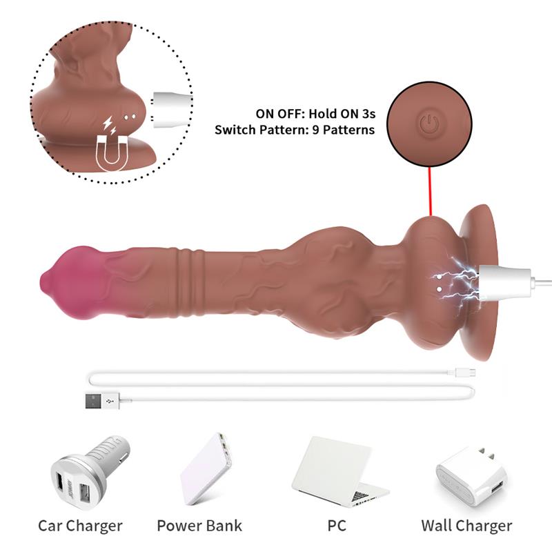 Dildo con Vibración y Movimiento Thrusting 22.5 cm - Imagen 8